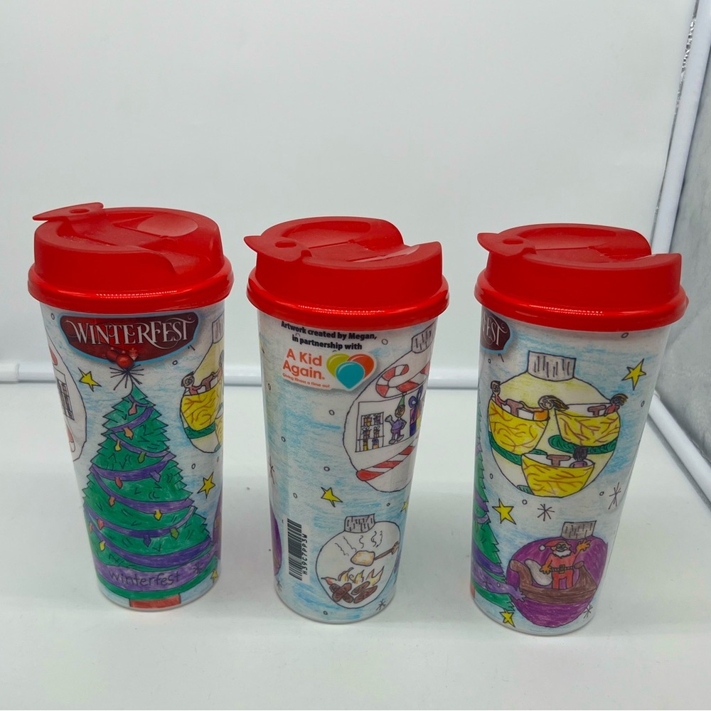x3 Whirley Drink Works Limited Edition Winterfest Graphic Reusable Coffee Cups